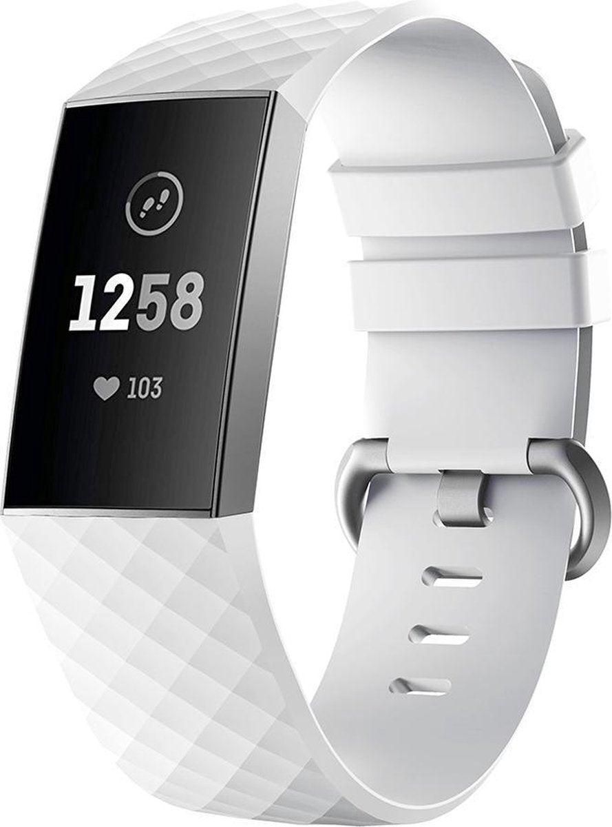 YONO Bandje geschikt voor Fitbit Charge 4/3 – Siliconen – Wit – Large