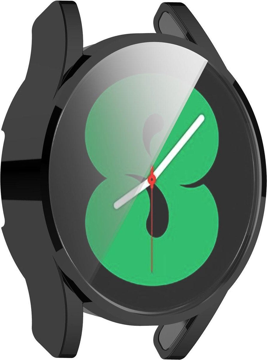 YONO Full Cover Bumper geschikt voor Samsung Galaxy Watch 4 40mm - Siliconen Case Screenprotector Hoesje - Zwart