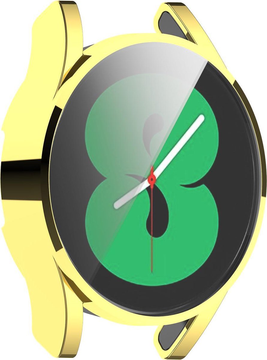 YONO Full Cover Bumper geschikt voor Samsung Galaxy Watch 4 44mm - Siliconen Case Screenprotector Hoesje - Goud