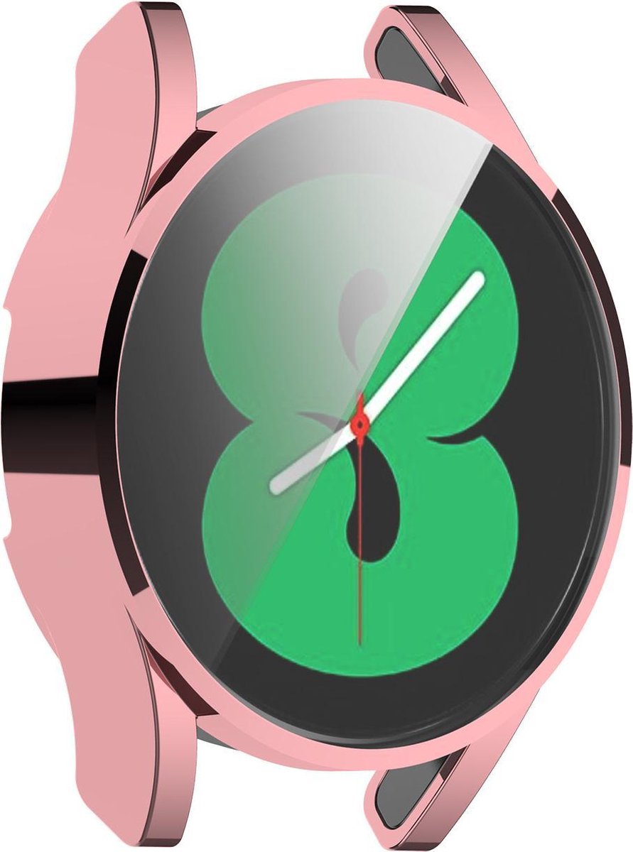 YONO Full Cover Bumper geschikt voor Samsung Galaxy Watch 4 40mm - Siliconen Case Screenprotector Hoesje - Roze