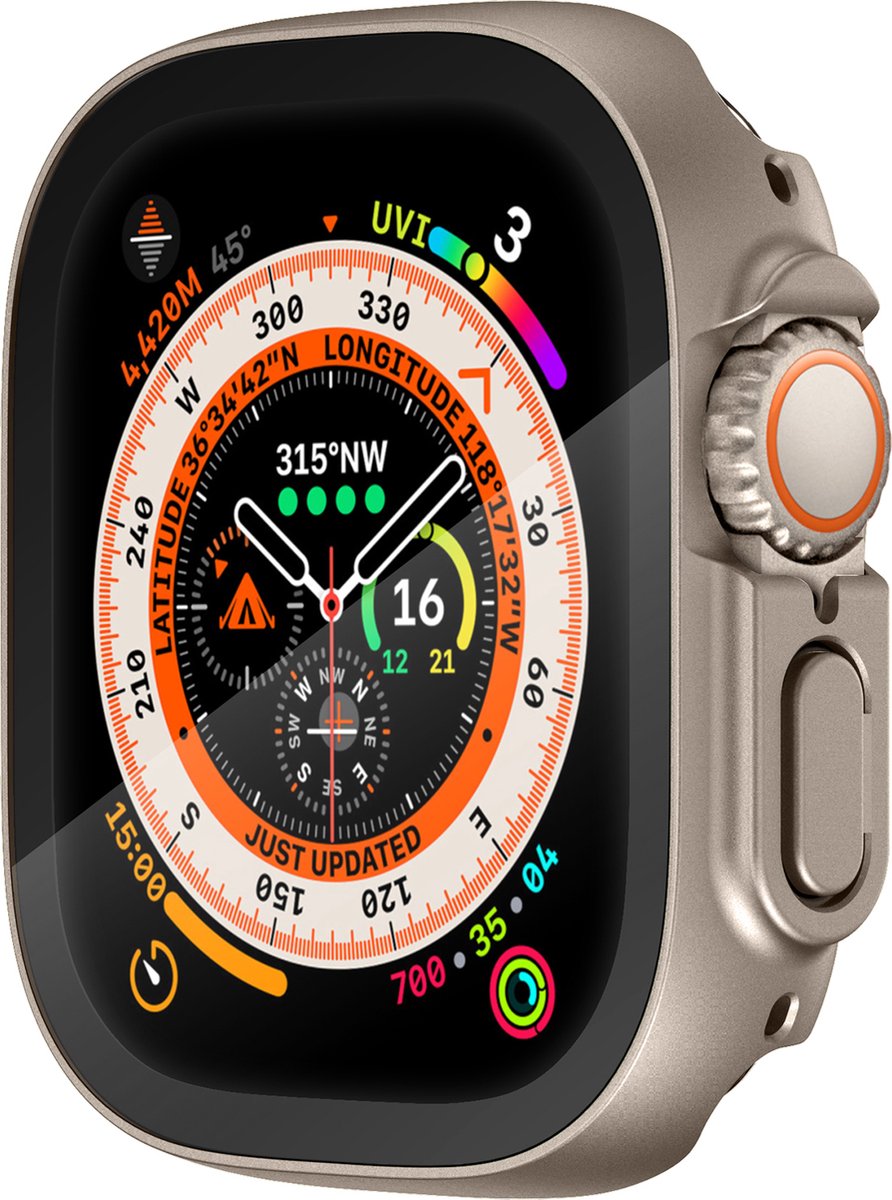 YONO Screen Protector Bumper geschikt voor Apple Watch Ultra (49mm) - Full Cover Case - Hoesje - Champagne