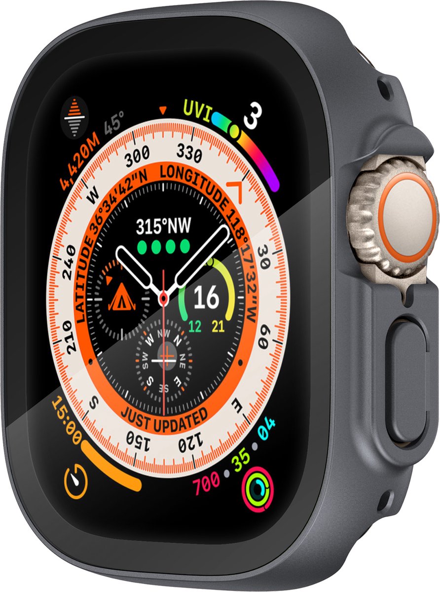 YONO Screen Protector Bumper geschikt voor Apple Watch Ultra (49mm) - Full Cover Case - Hoesje - Grijs