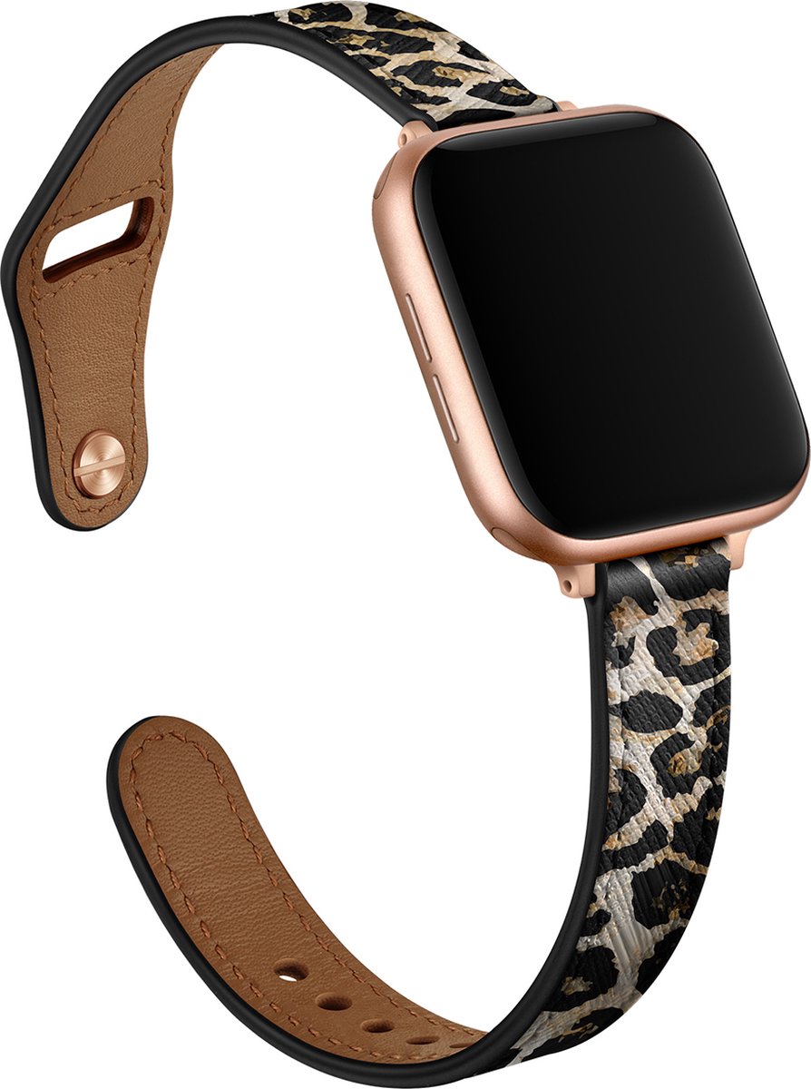 YONO Leer Stretto Bandje geschikt voor Apple Watch Series - 7 / 8 (41mm) - SE 6 5 4 (40mm) - 3 2 1 (38mm) - Leopard