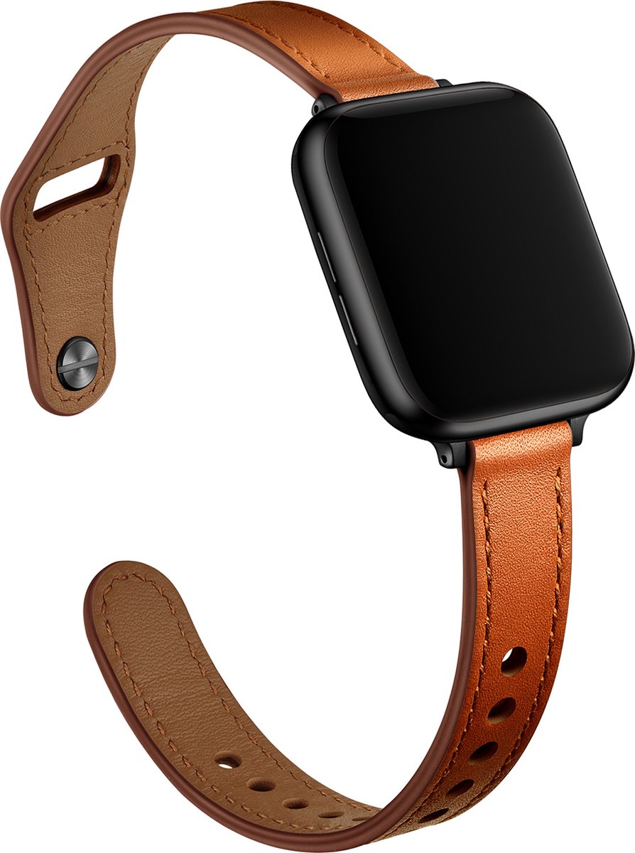 YONO Leer Stretto Bandje geschikt voor Apple Watch Series - 7 / 8 (41mm) - SE 6 5 4 (40mm) - 3 2 1 (38mm) - Bruin