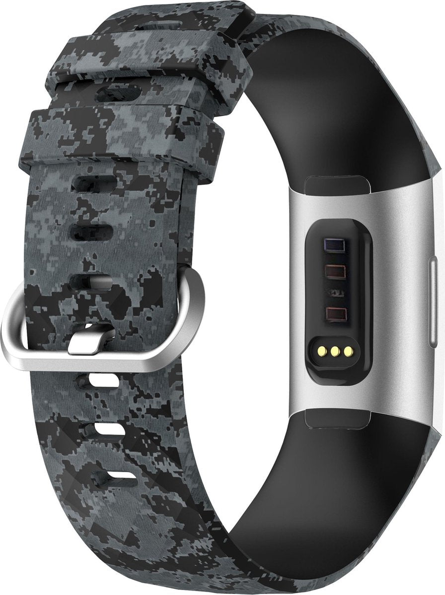 YONO Bandje geschikt voor Fitbit Charge 4/3 – Siliconen – Camouflage – Small