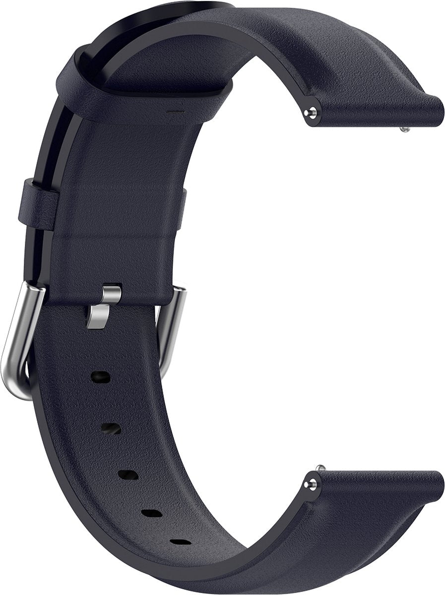 YONO Vacca Leer Bandje 20mm - Leren Horlogebandje geschikt voor Samsung Galaxy Watch 7 / 6 / 5 / Pro / 4 / 3 / Active 2 - Polar Ignite / Unite – Huawei – Donkerblauw