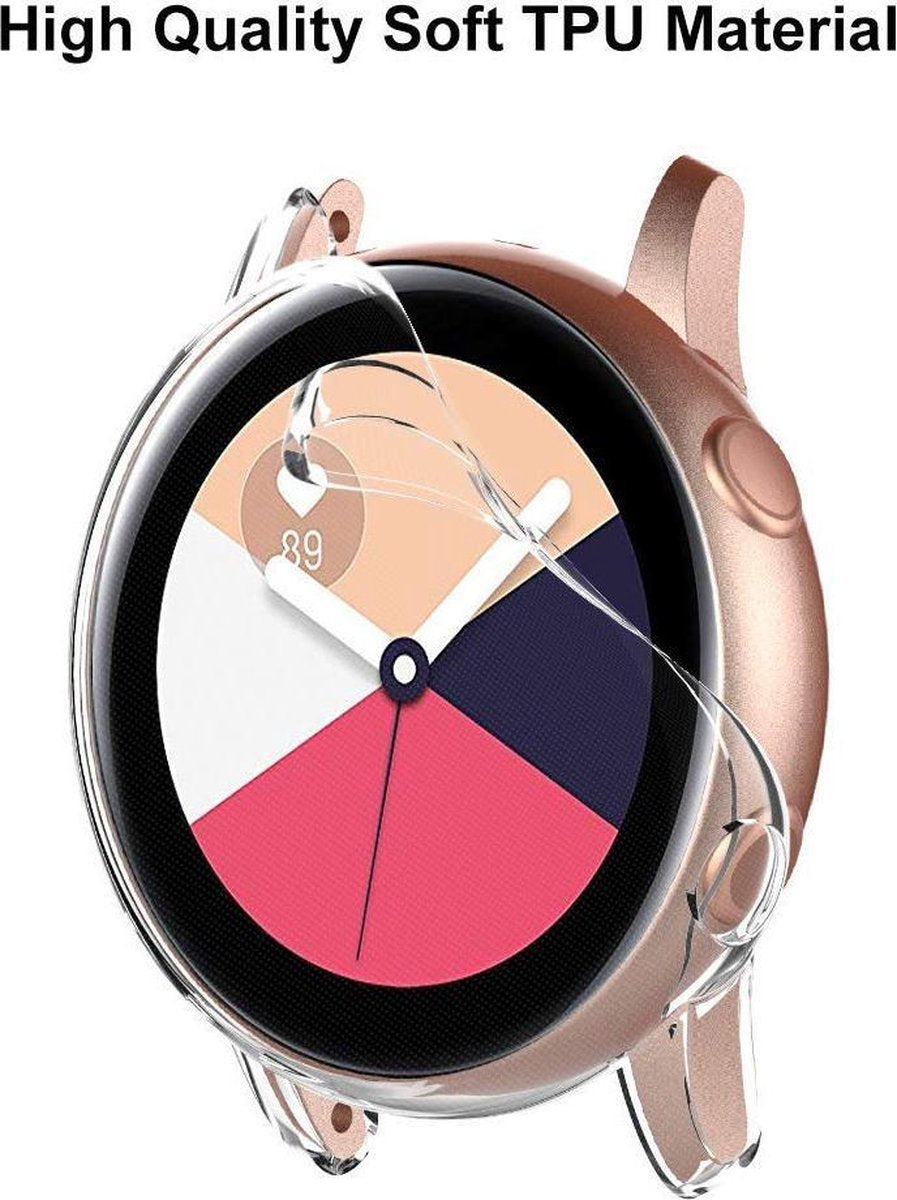 YONO Full Cover Bumper geschikt voor Samsung Galaxy Watch Active 2 40mm – Siliconen Case Screenprotector Hoesje – Transparant