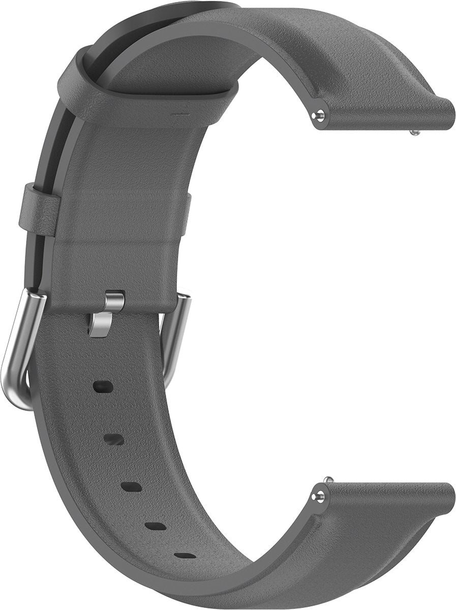 YONO Vacca Leer Bandje 22mm - Horlogebandje geschikt voor Samsung Galaxy Watch 46mm / 3 (45mm) / Gear s3 - Polar Vantage M2 / Grit X - Huawei Watch GT 3 (pro) / 2 - Amazfit GTR - Grijs