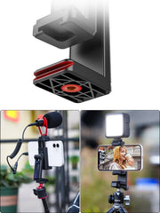 Ulanzi ST-22 360º draaibare en kantelbare telefoonhouder voor statief - met 2 Cold Shoe Mounts - Zwart