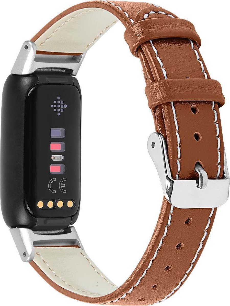 YONO Leer Bandje geschikt voor Fitbit Luxe - Vervangende Leren Armband - Bruin