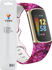 YONO Special Siliconen Bandje geschikt voor Fitbit Charge 5 / 6 - Sterrenstof - Large