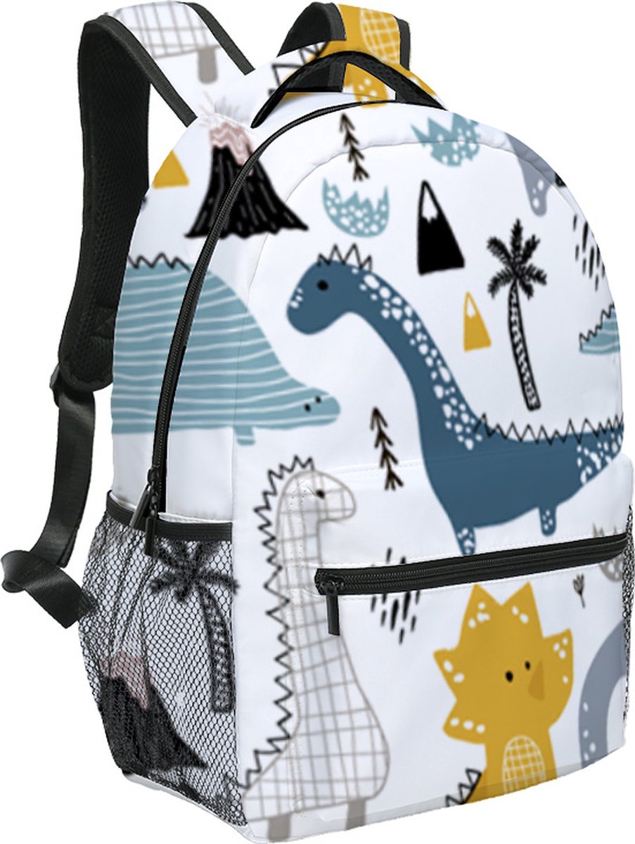 YONO Kinder Rugzak Dino - Rugtas voor Jongens en Meisjes - Kleuter - Peuter - Schooltas Basisschool - 7.5 L - Dinosaurus Wit