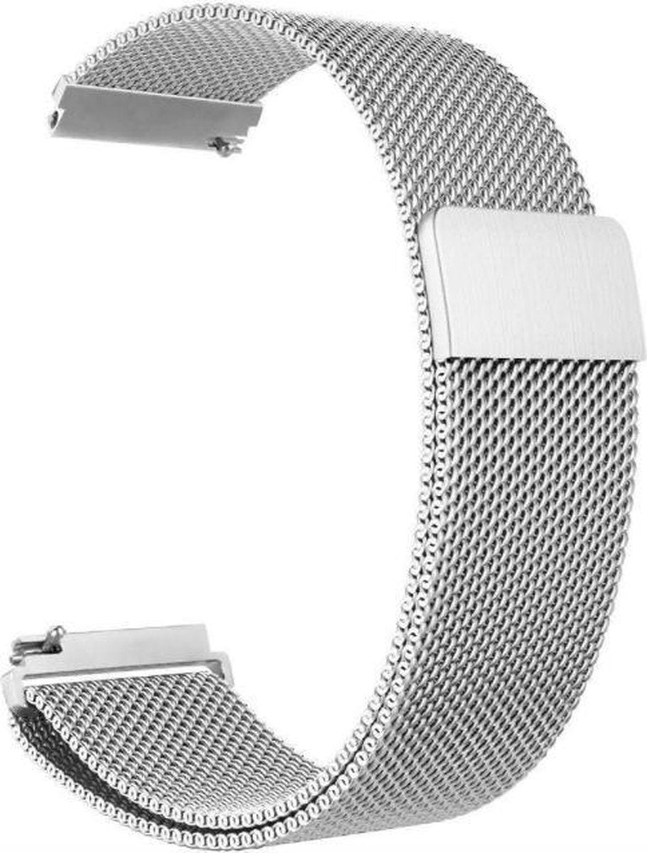 YONO Milanees Bandje 20mm - Luxe Milanese Horlogebandje geschikt voor Samsung Galaxy Watch 7 / 6 / 5 / Pro / 4 / 3 / Active 2 - Polar Ignite / Unite – Huawei - Zilver