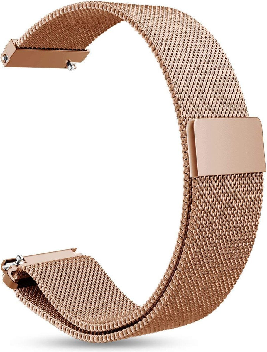 YONO Milanees Bandje 20mm - Horlogebandje Luxe Milanese Horlogeband geschikt voor Samsung Galaxy Watch 7 / 6 / 5 / Pro / 4 / 3 / Active 2 - Polar Ignite / Unite – Huawei - Rose Gold