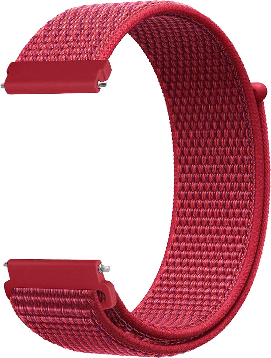 YONO Nylon Velcro Smartwatch Bandje 20mm - Horlogebandje geschikt voor Samsung Galaxy Watch 7 / 6 / 5 / Pro / 4 / 3 / Active 2 - Polar Ignite / Unite – Huawei - Rood