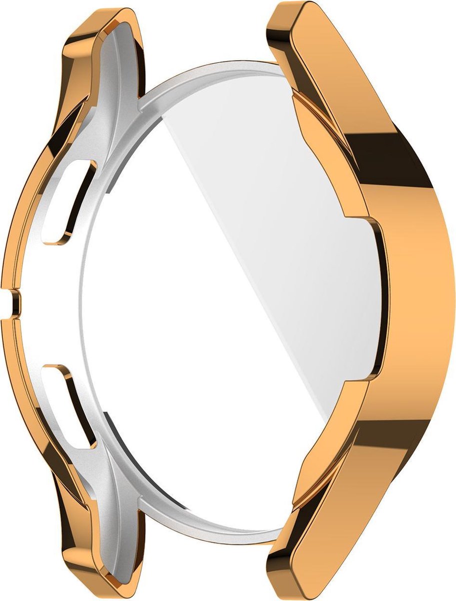 YONO Full Cover Bumper geschikt voor Samsung Galaxy Watch 4 44mm - Siliconen Case Screenprotector Hoesje - Rose Gold