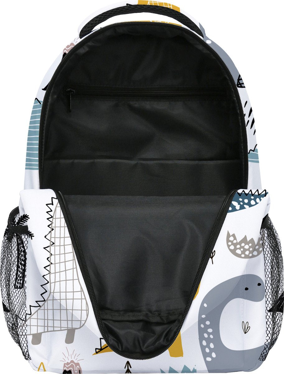YONO Kinder Rugzak Dino - Rugtas voor Jongens en Meisjes - Kleuter - Peuter - Schooltas Basisschool - 7.5 L - Dinosaurus Wit