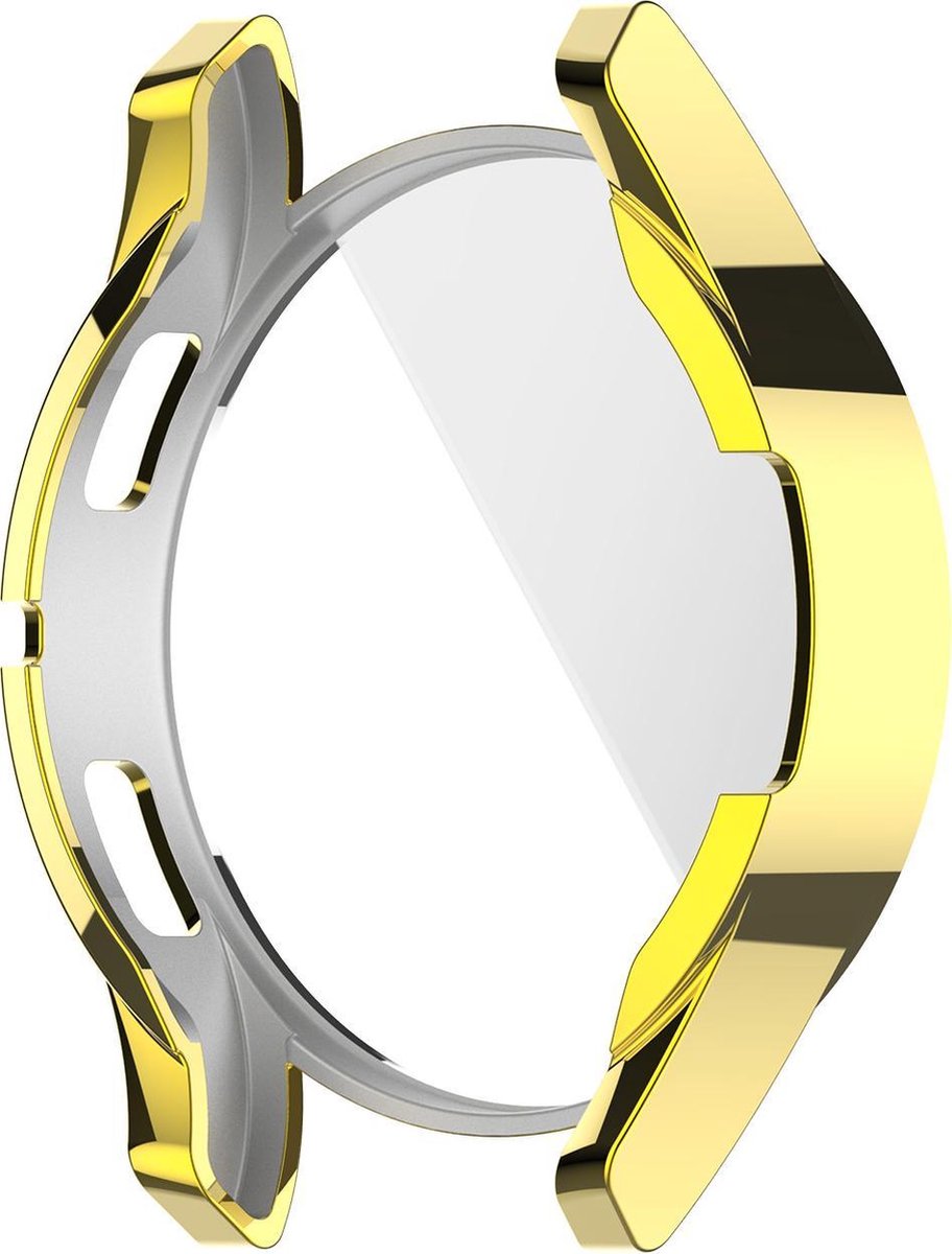 YONO Full Cover Bumper geschikt voor Samsung Galaxy Watch 4 44mm - Siliconen Case Screenprotector Hoesje - Goud