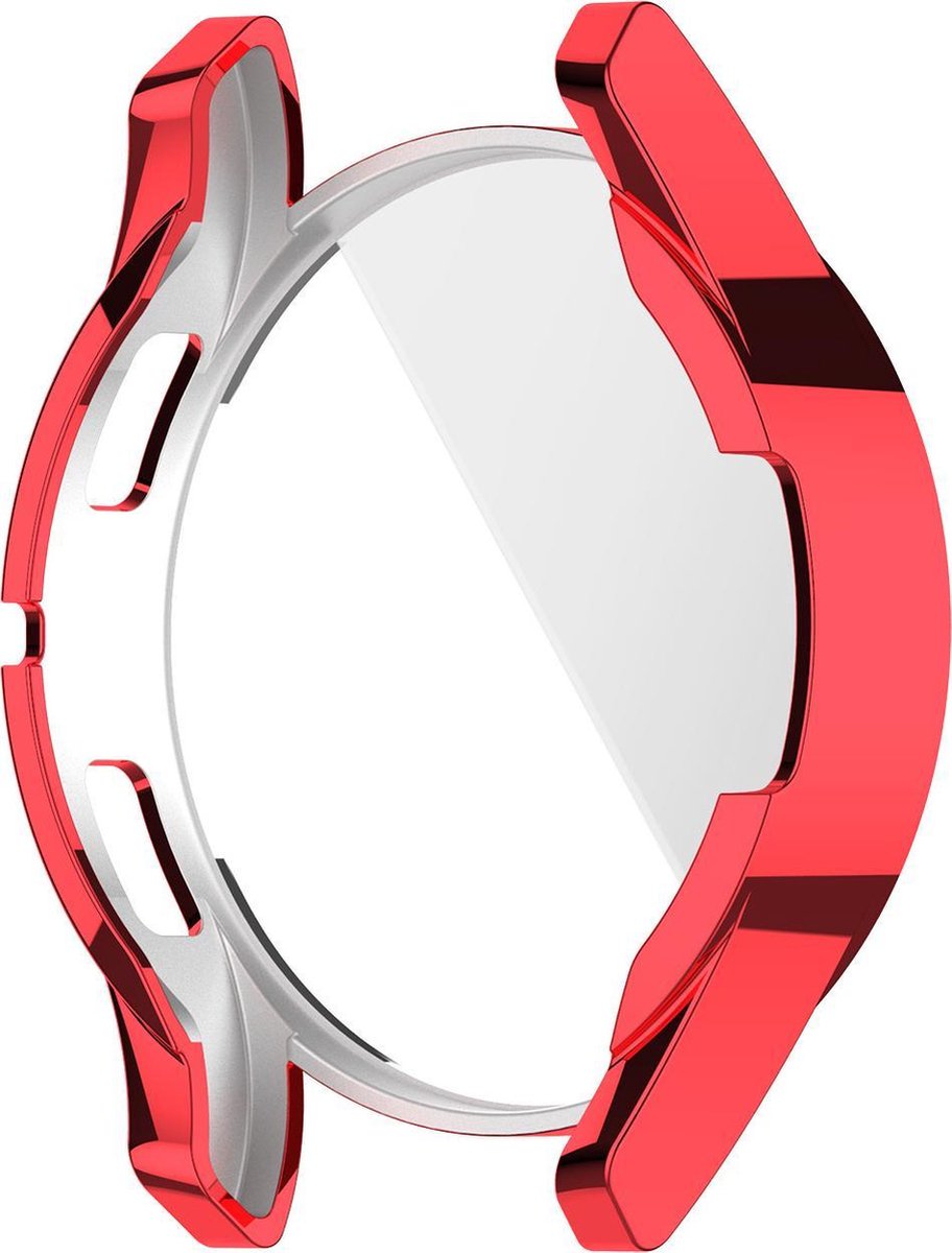 YONO Full Cover Bumper geschikt voor Samsung Galaxy Watch 4 44mm - Siliconen Case Screenprotector Hoesje - Rood