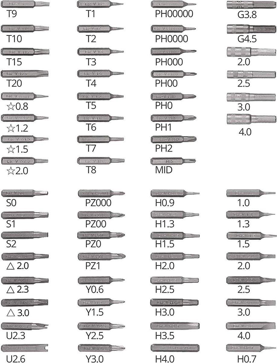 Professionele Precisie Schroevendraaierset 62-Delig Magnetisch - Gereedschap geschikt voor Laptop / Camera / Smartphone / iPhone / Tablet / Macbook / Brillen / Horloges / Uurwerk