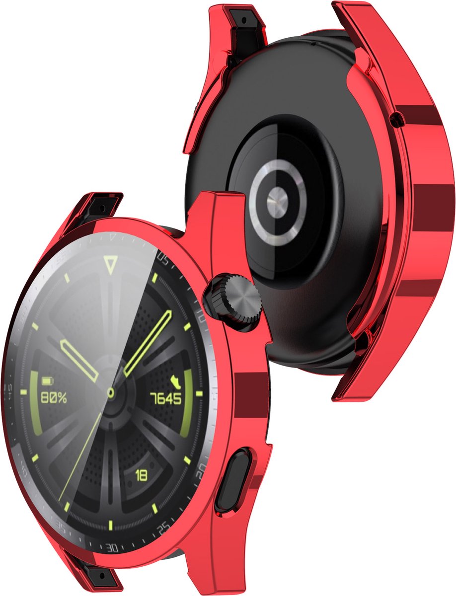 YONO Bumper geschikt voor Huawei Watch GT 3 - 46mm - Full Cover Soft Case - Hoesje - Rood