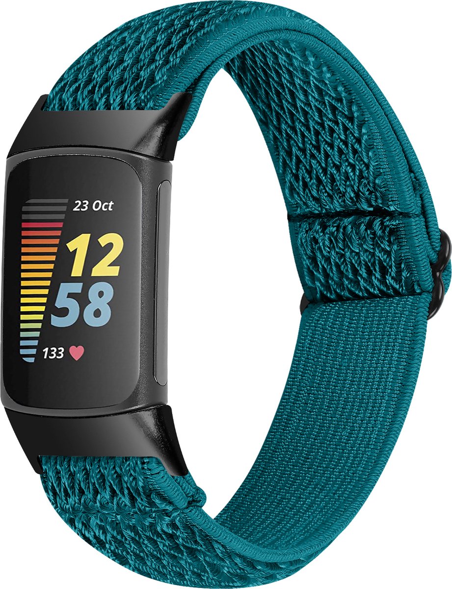 YONO Nylon Stretch Bandje geschikt voor Fitbit Charge 5 / 6 - Vervangende Pols Band - Sapphire