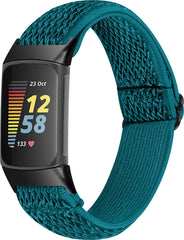 YONO Nylon Stretch Bandje geschikt voor Fitbit Charge 5 / 6 - Vervangende Pols Band - Sapphire