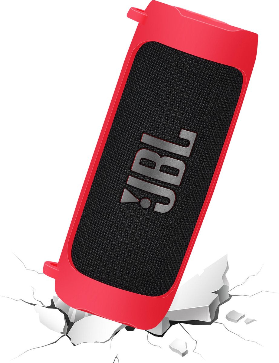 YONO Siliconen Hoes geschikt voor JBL Flip 6 / 5 - Case met Draagriem en Clip - Beschermhoes - Rood