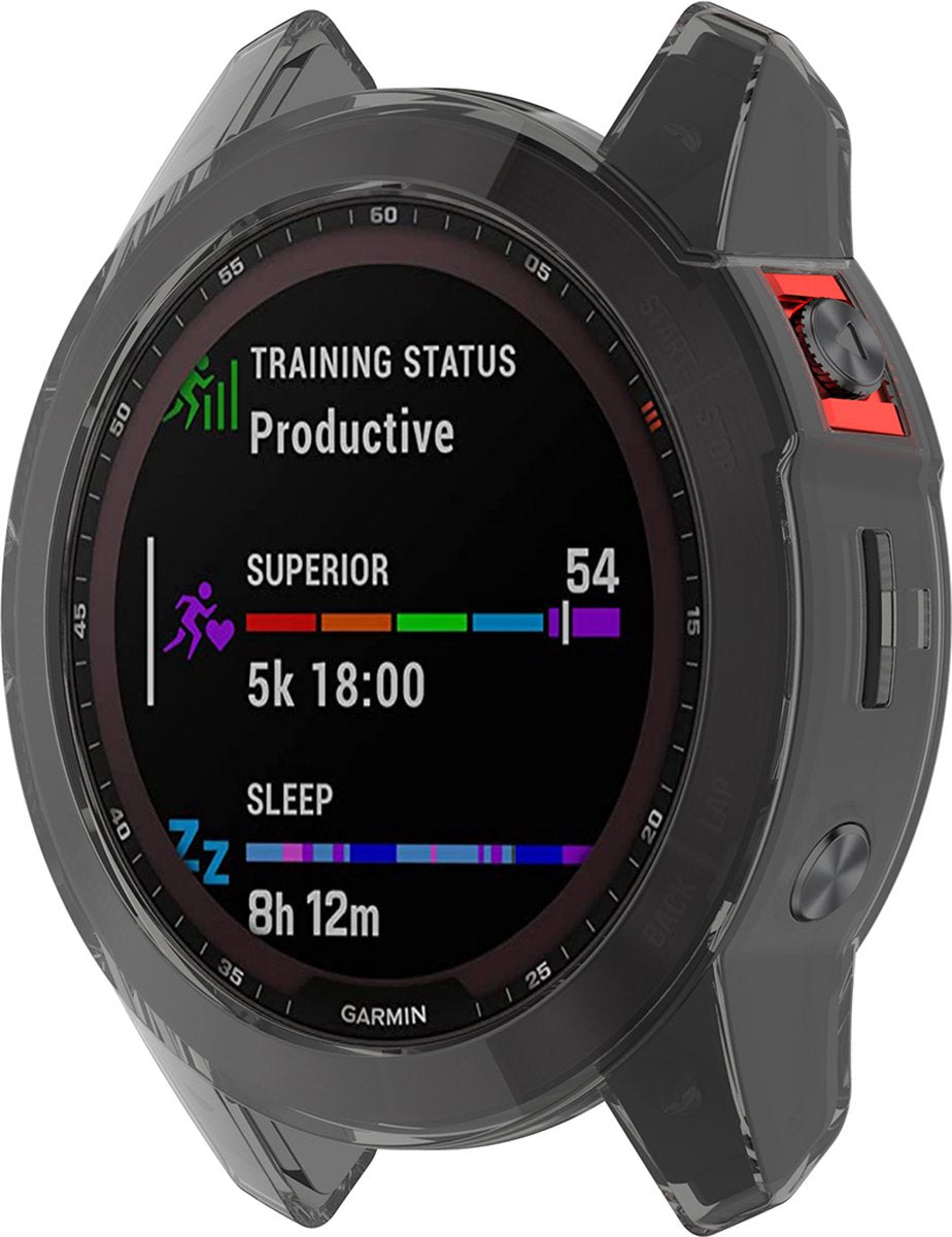 YONO Bumper geschikt voor Garmin Fenix 7X - Siliconen Hoesje - Bescherming Case - Transparant Zwart