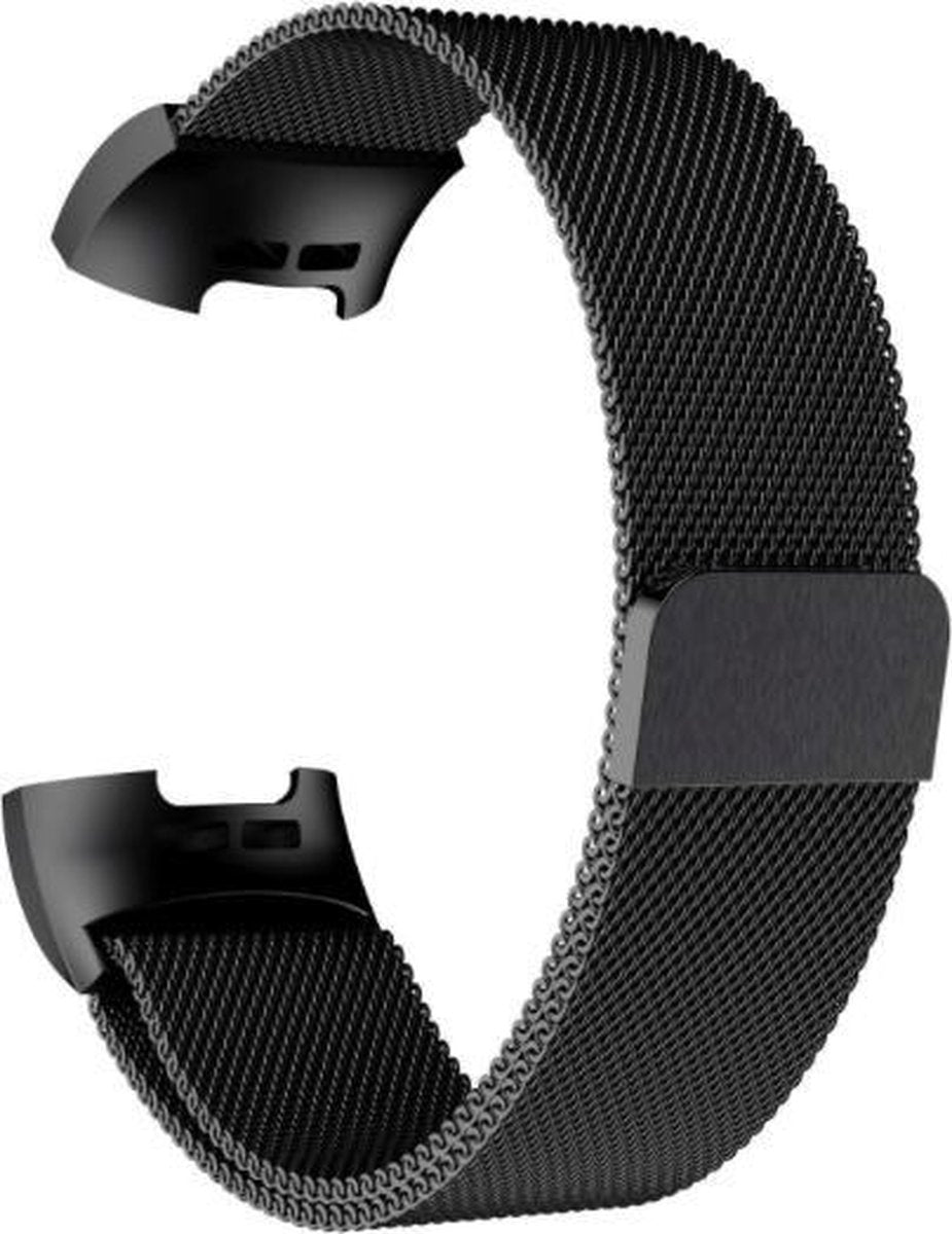 YONO Bandje geschikt voor Fitbit Charge 4 – Charge 3 – Milanees – Zwart - Large