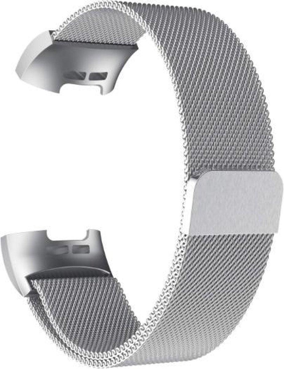 YONO Bandje geschikt voor Fitbit Charge 4 – Charge 3 – Milanees – Zilver - Large