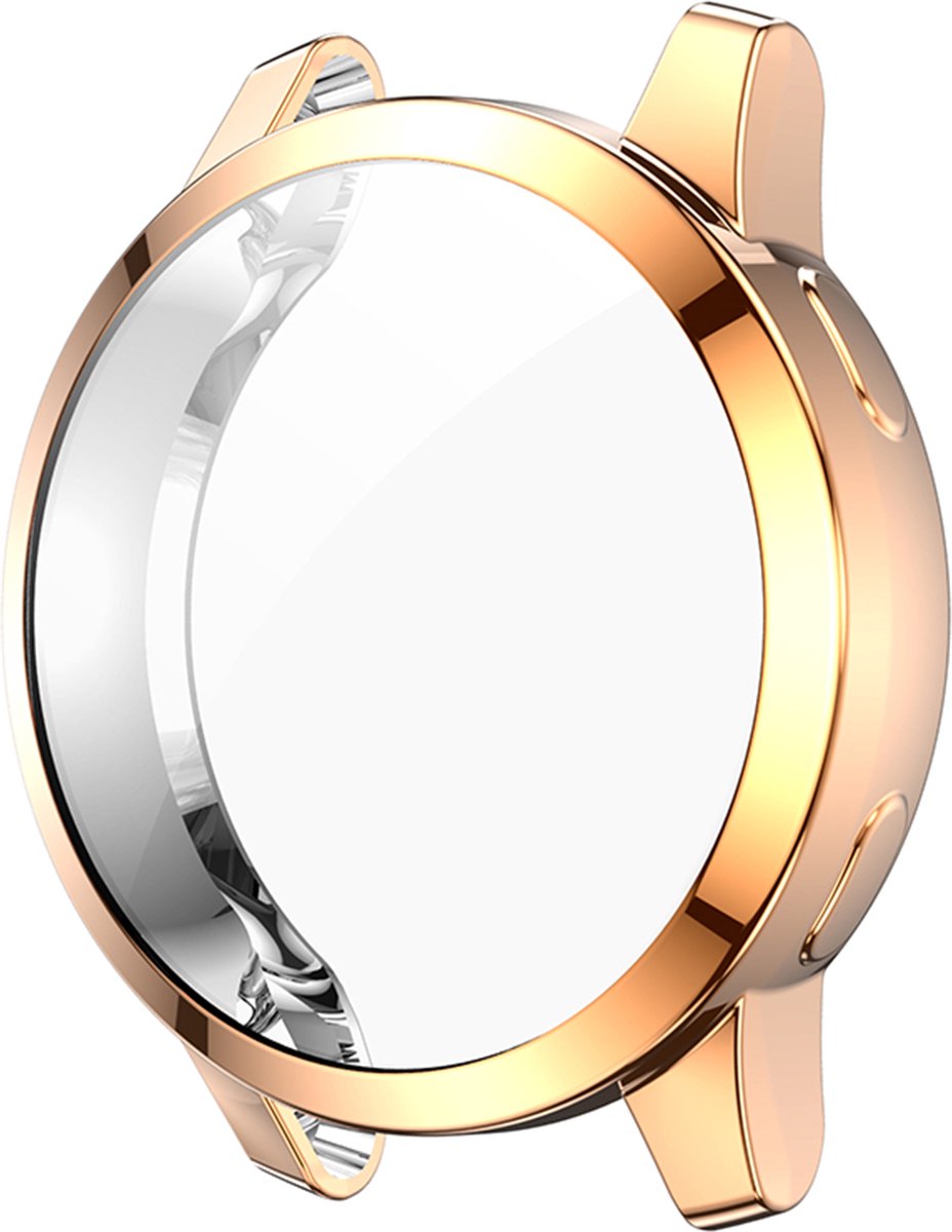 YONO Full Cover Bumper geschikt voor Garmin Venu 2S / Vivoactive 4S - Siliconen Case Screen Protector Hoesje - Rose Gold