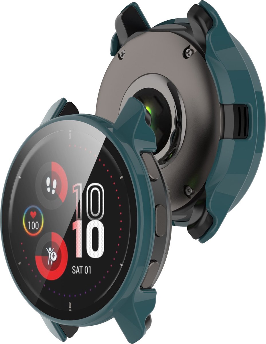 YONO Case geschikt voor Garmin Venu 2 Plus - Screen Protector Hoesje - Full Cover Bumper - Donkergroen