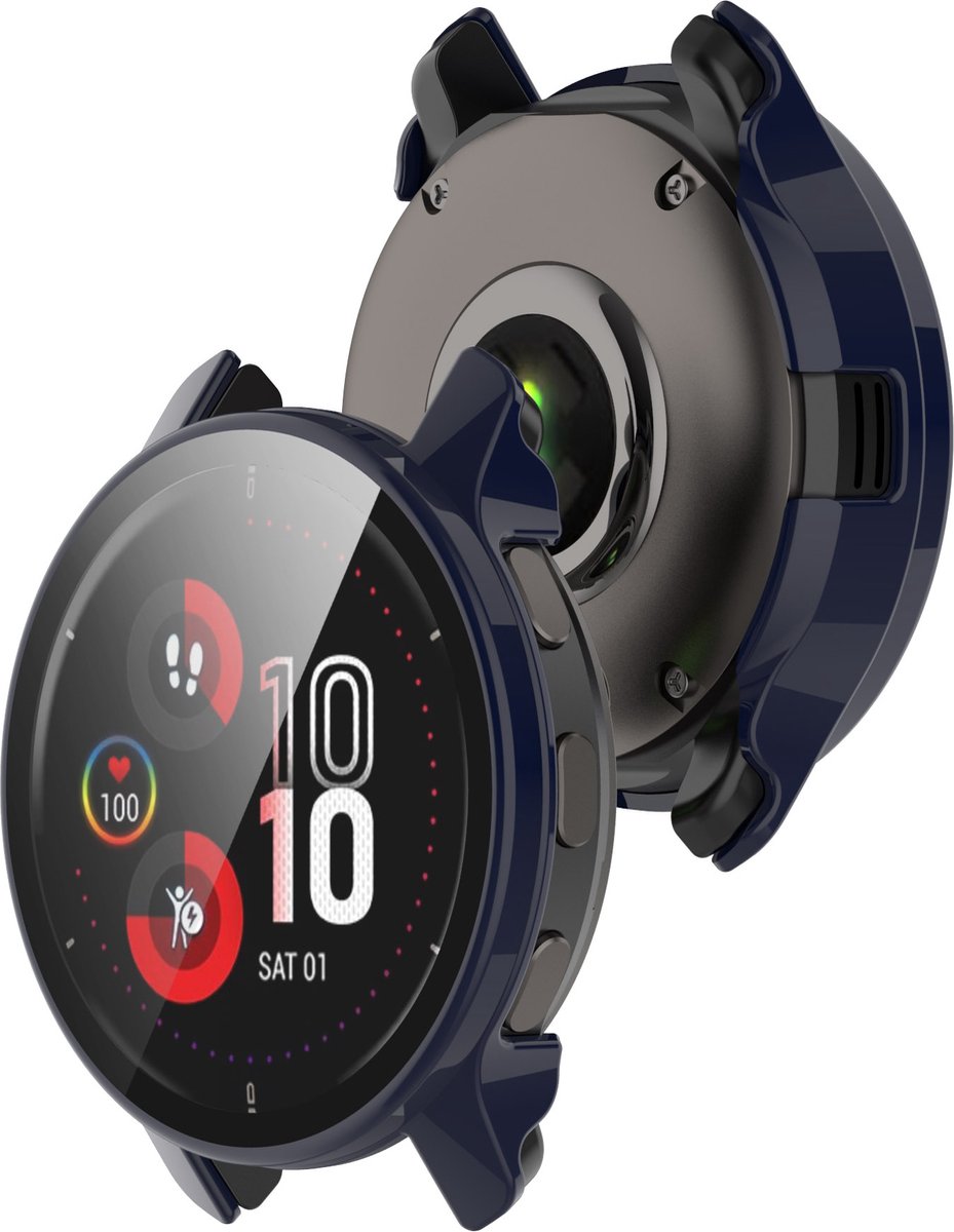 YONO Case geschikt voor Garmin Venu 2 Plus - Screen Protector Hoesje - Full Cover Bumper - Donkerblauw