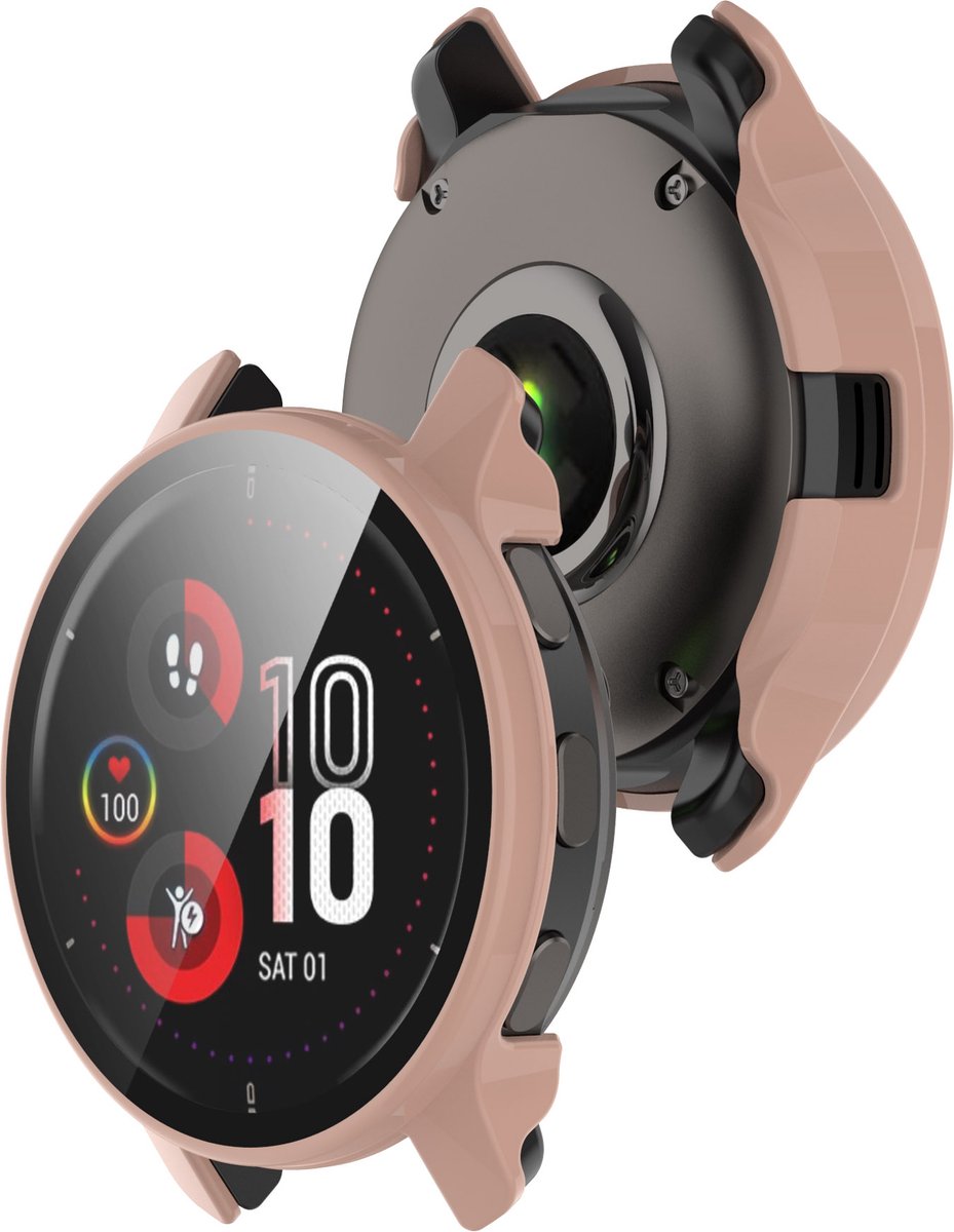 YONO Case geschikt voor Garmin Venu 2 Plus - Screen Protector Hoesje - Full Cover Bumper - Lichtroze