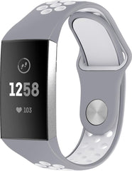 YONO Bandje geschikt voor Fitbit Charge 4/3 – Sport Air – Grijs/Wit – Small