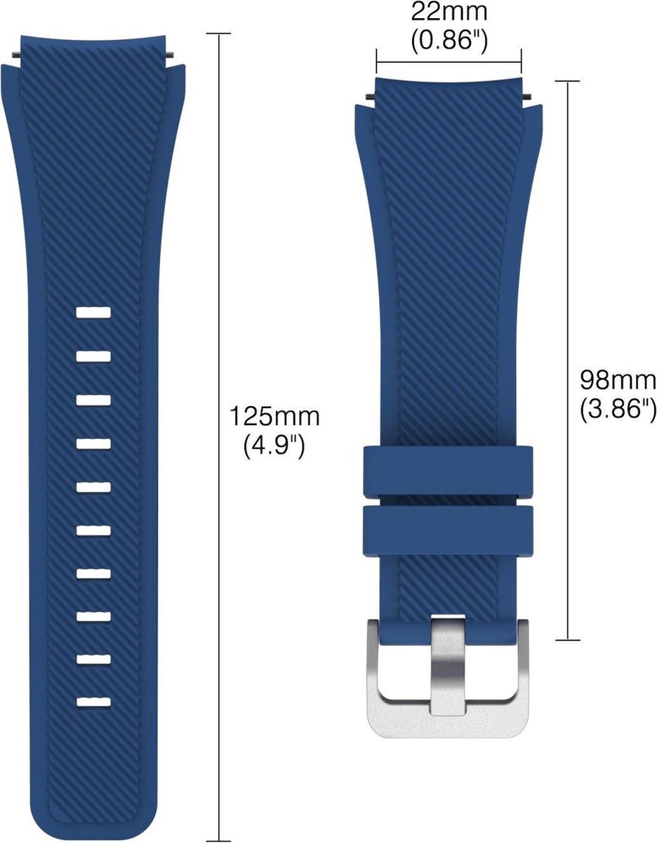 YONO Classic Bandje 22mm - Horlogebandje geschikt voor Samsung Galaxy Watch 46mm / 3 (45mm) / Gear s3 - Polar Vantage M2 / Grit X - Huawei Watch GT 3 (pro) / 2 - Amazfit GTR - Donkerblauw