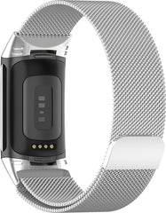 YONO Milanees Bandje geschikt voor Fitbit Charge 5 / 6 - Milanese Vervangende Armband - Zilver