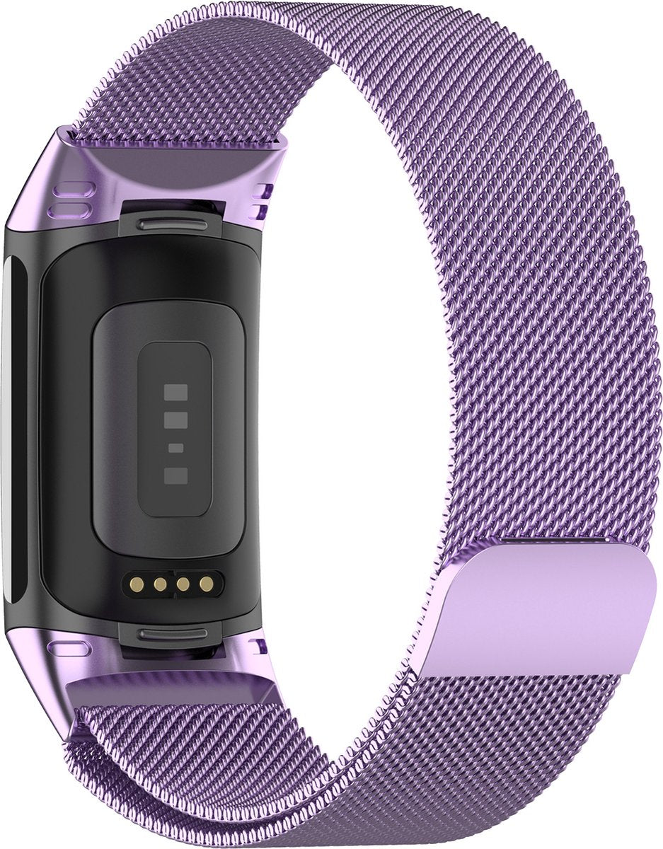 YONO Milanees Bandje geschikt voor Fitbit Charge 5 / 6 - Milanese Vervangende Armband - Paars
