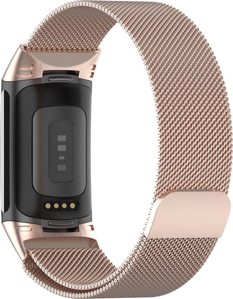 YONO Milanees Bandje geschikt voor Fitbit Charge 5 / 6 - Milanese Vervangende Armband - Champagne