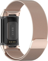 YONO Milanees Bandje geschikt voor Fitbit Charge 5 / 6 - Milanese Vervangende Armband - Champagne