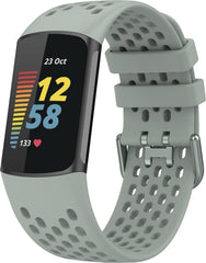 YONO Sport Air Bandje geschikt voor Fitbit Charge 5 / 6 - Vervangende Siliconen Armband Strap - Grijs