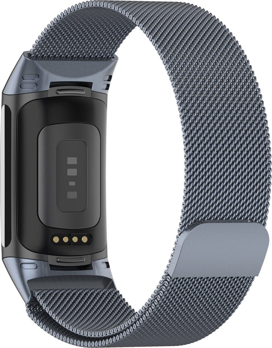 YONO Milanees Bandje geschikt voor Fitbit Charge 5 / 6 - Milanese Vervangende Armband - Grijs