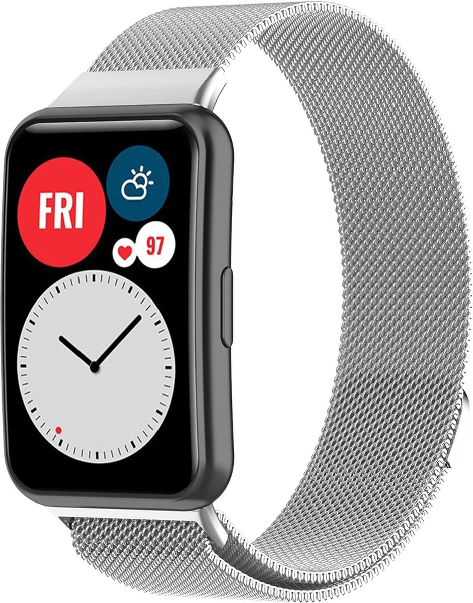 YONO Milanees Bandje geschikt voor Huawei Watch Fit - Milanese Vervangende Armband - Zilver