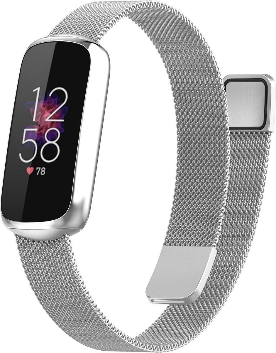 YONO Milanees Bandje geschikt voor Fitbit Luxe - Vervangende Milanese Armband - Zilver - Small