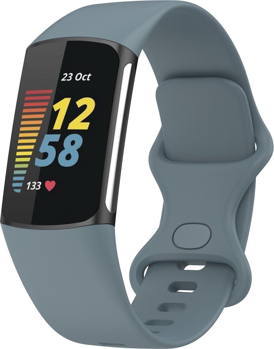 YONO Siliconen Bandje geschikt voor Fitbit Charge 5 / 6 - Leisteen - Large