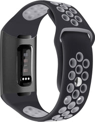 YONO Bandje geschikt voor Fitbit Charge 4/3 – Sport air – Zwart/Grijs – Small