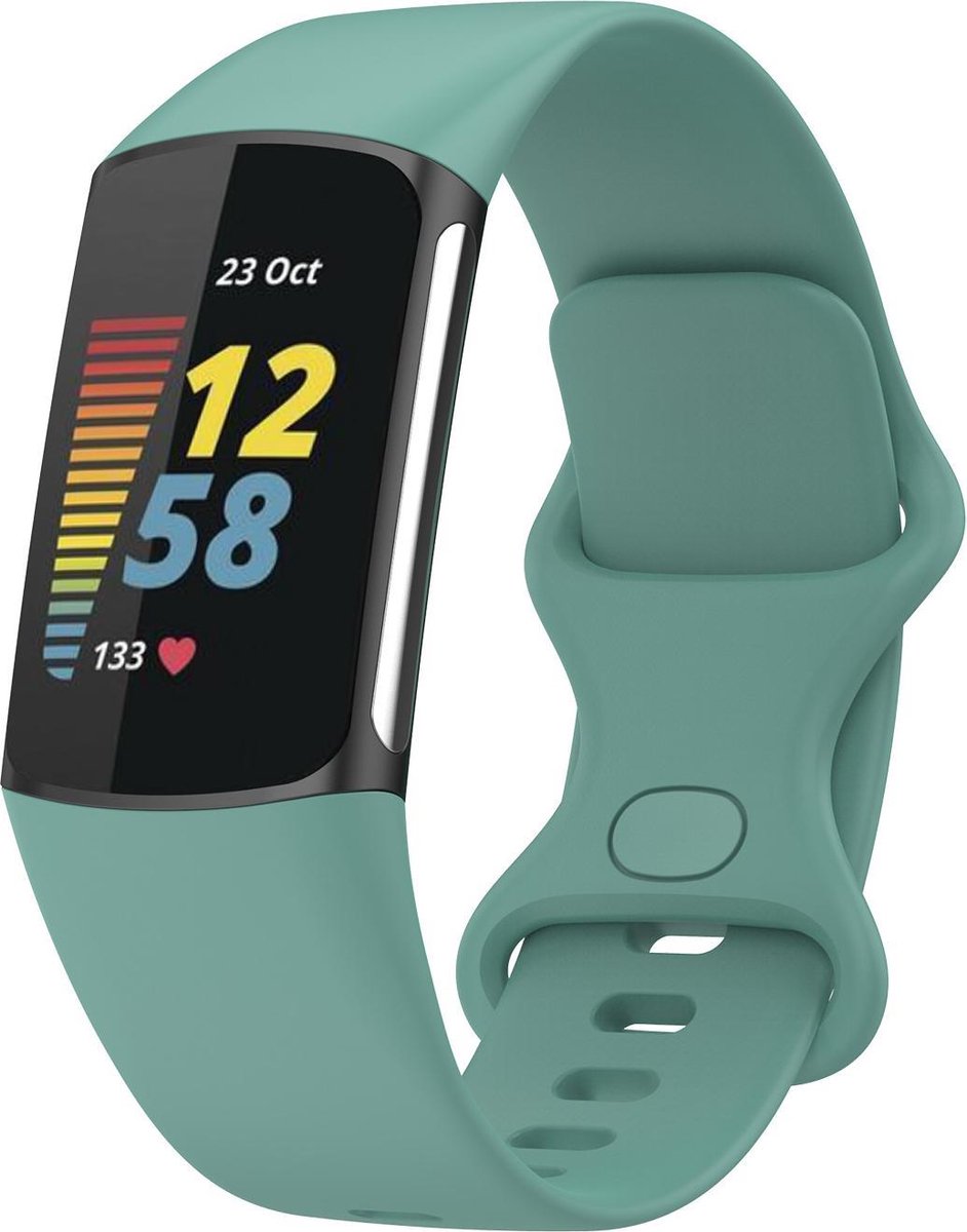 YONO Siliconen Bandje geschikt voor Fitbit Charge 5 / 6 - Groen - Small