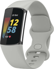 YONO Siliconen Bandjes geschikt voor Fitbit Charge 5 / 6 - 3-Pack - Wit – Zwart - Grijs - Small