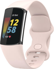 YONO Siliconen Bandje geschikt voor Fitbit Charge 5 / 6 - Lichtroze - Large